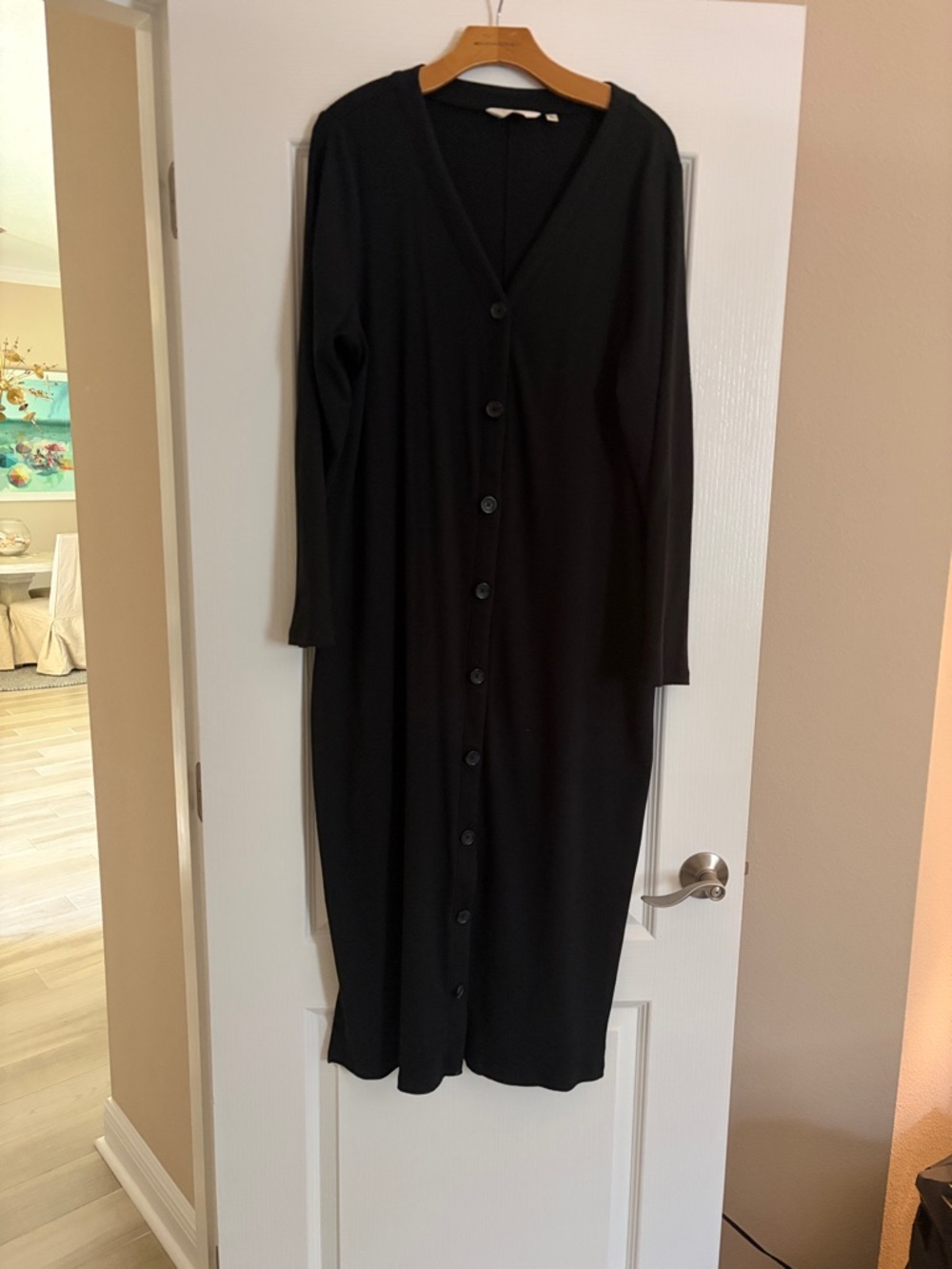 Candace Cameron Bure Black Long-Sleeve Button-Front Maxi Dress